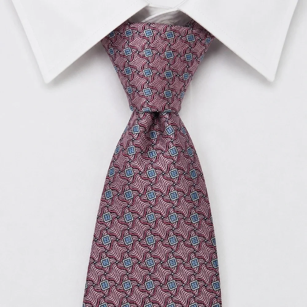 Jos. A. Bank Silk Tie Mens OS Pink Blue Geometric Signature Collection‎ Luxury